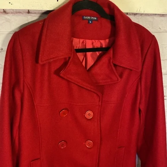 Cache Creek Vintage Wool Double Breasted Classic Christmas Winter Pea Coat Sz L - Picture 4 of 15